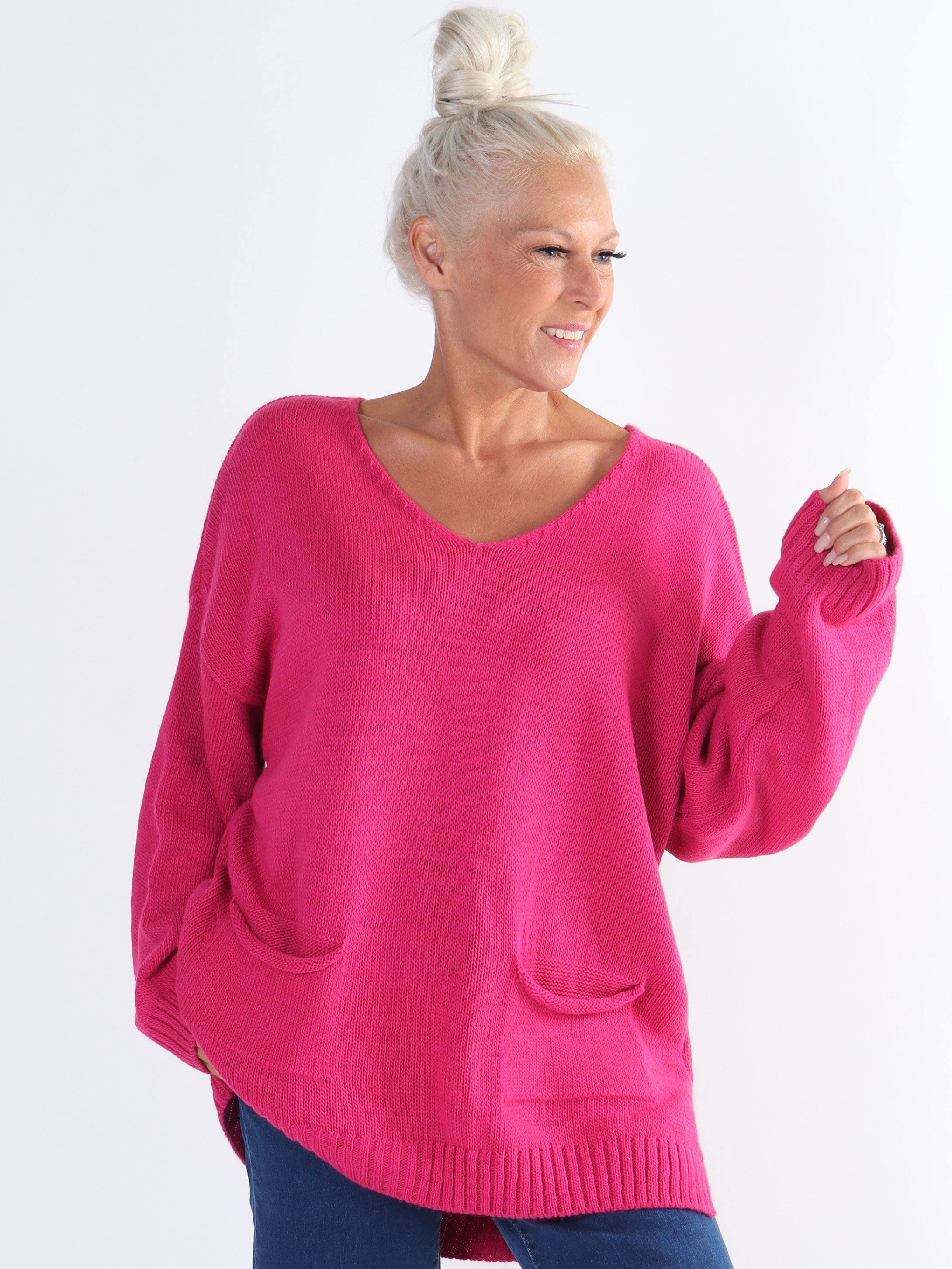 Shaima - Simpel plus sized tröja med fickor